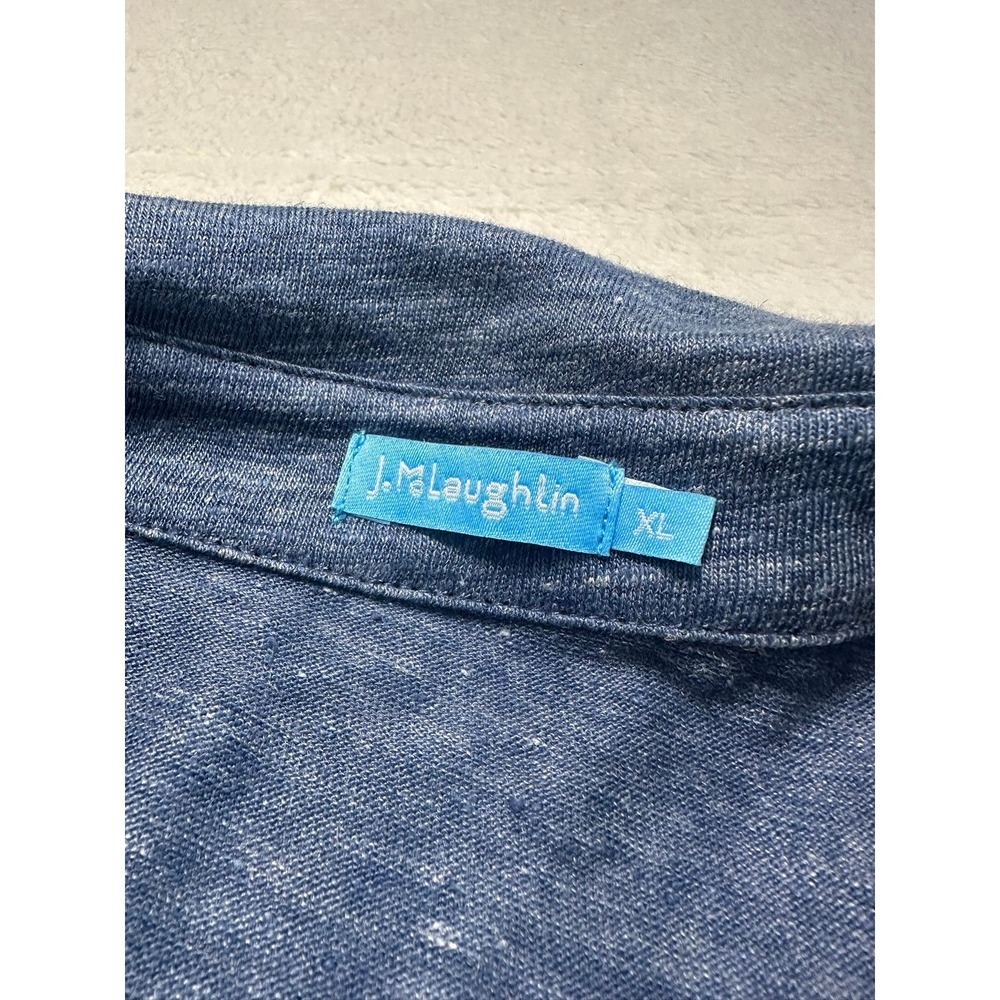 J.McLaughlin Button Down Top Womens XL Blue Very Good Linen Blend 3/4 Sleeve - Picture 6 of 8